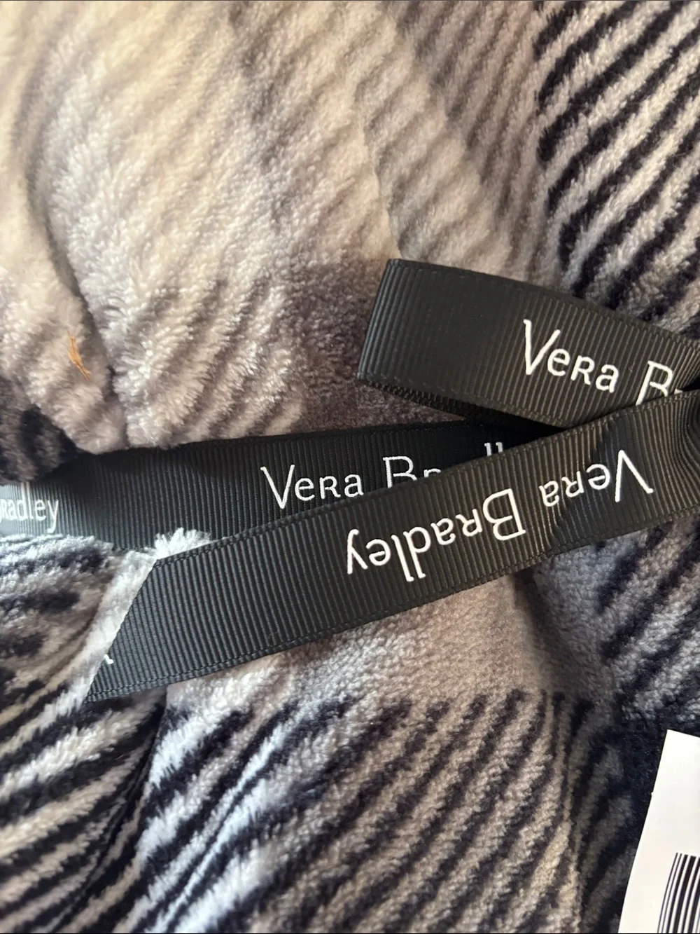 Vera Bradley Black & White Plaid Fleece Throw